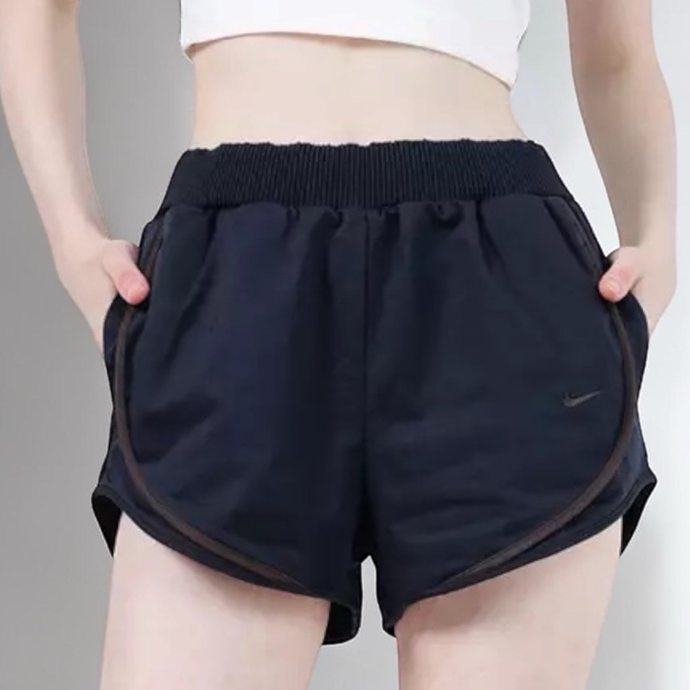 Nike Mid Rise Twill Shorts Black Brown Athletic Athleisure Comfort Stretch S